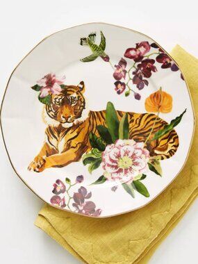 Anthropologie Nathalie Lété Titania Tiger Dessert Plate